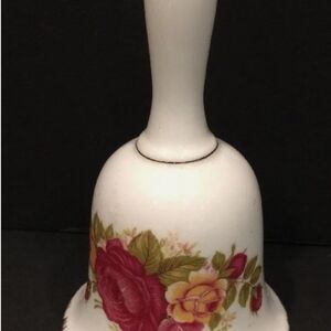 Cottage Rose Bone China Art Glass Dinner Bell/Collectable